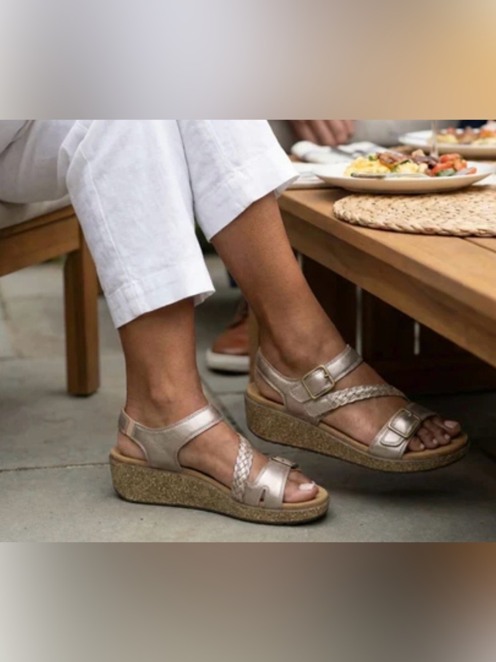 Orthofeet Chloe Champagne Leather Sandal✨